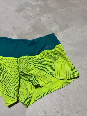 Brooks Neon Lime Running Shorts with Teal Waistband thumbnail 3