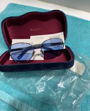 Gucci Gold Frame Blue Lenses Authentic Sunglasses thumbnail 1