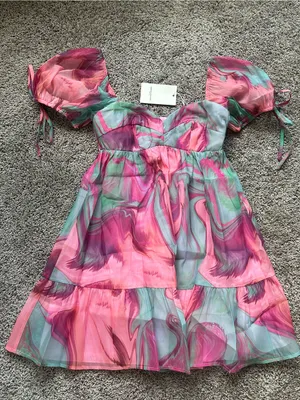 Amanda Uprichard Pink & Teal Marble Mini Dress thumbnail 1