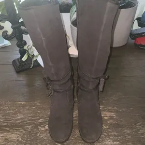 BareTraps Brown Over the Knee Brown Suede Fur Lined Wedge Boots Side Zipper 6M thumbnail 4