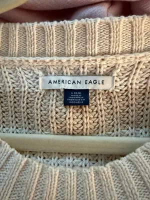 American Eagle Sweater Striped White and Cream thumbnail 3