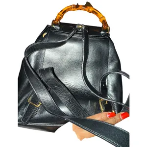 Gucci Black Leather Bamboo Mini Backpack thumbnail 10