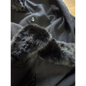DONNYBROOK Women Size 14‎ Long Full Length Wool Coat Faux Fur Trim Black Buttons thumbnail 9