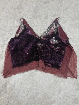 Free people intimately Women's Purple Sequin Lace Cami Top thumbnail 2