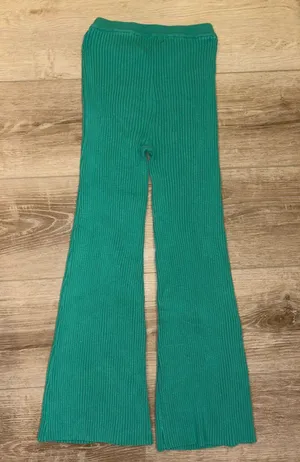 Edikted Pants Green Ribbed Flare thumbnail 2