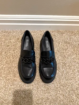 Michael Shannon Black Chunky Emilia Platform Loafers with Chain Detail Size 9 thumbnail 3