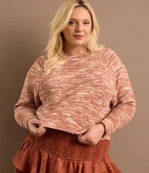 Arula Spice And Cream Variegated Crop Sweater NWT 1X thumbnail 1