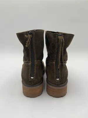 Antonio de Faria Mila Olive Green Suede Ankle Boots Western Zip Portugal Sz 7.5 thumbnail 3
