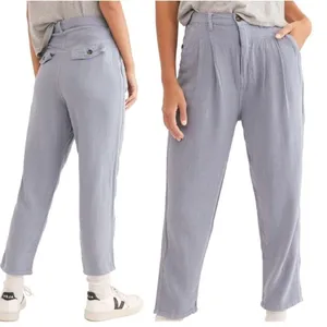 NWT Free People Faded Love Linen Blend High‎ Waist Pants Women's Size 27 Blue thumbnail 9