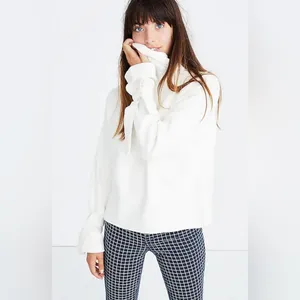 Madewell Mockneck Bell Sleeve Tie-Cuff Top Shirt‎ in Bright Ivory Size Medium thumbnail 2
