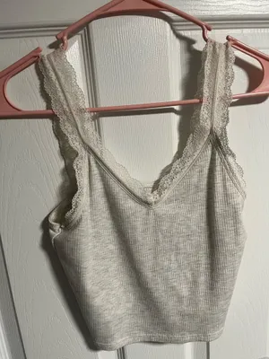 American Eagle Lace Tank Top White thumbnail 2