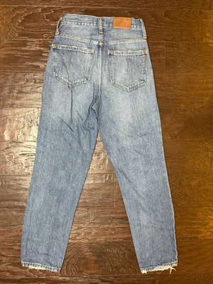 Madewell The Momjean High Rise Straight Leg Jeans Size 23 Raw Hem thumbnail 3