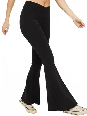 American Eagle Short OFFLINE By Aerie Real Me High Waisted Crossover Rib Super Flare Legging thumbnail 1