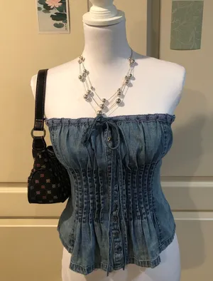 Denim Free People Tube Top thumbnail 1