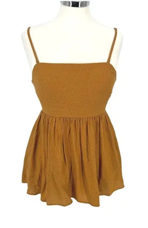 Wishlist Cleo Babydoll Cutout Tank Top Khaki Brown Size Small NWT Boho Cottage thumbnail 1