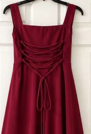 OYS~Sleeveless Burgundy Midi Dress with Pockets. L thumbnail 4