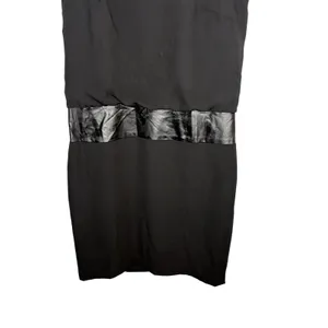 Lauren Ralph Lauren Sheath Dress‎ Size 4 Black Faux Leather Trim Sleeveless Mini thumbnail 4