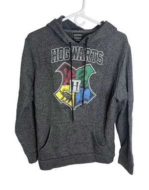 Harry Potter Wm‎ Med Hogwarts Houses Graphic Drawstring Hoodie Fan Novelty thumbnail 1