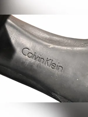 Vintage 90s Calvin Klein Black Leather Square Toe Loafer Pumps Y2K Block Heels thumbnail 8