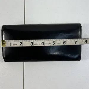 Patent Leather Black Wallet Clutch Credit Card Bi Fold Kiss Lock‎ Beautiful thumbnail 9
