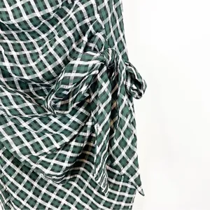 Tularosa One Shoulder Mini Dress Women's Size M‎ Green Plaid Wedding Guest thumbnail 6