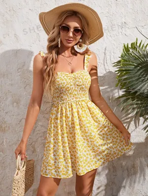 Ditsy Floral Print Shirred Cami Dress thumbnail 1