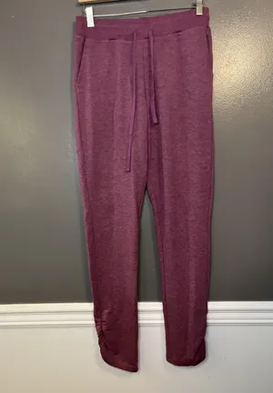 Daisy Fuentes Pants Womens Medium Purple Heather Jogger Lounge Drawstring Ruched thumbnail 2