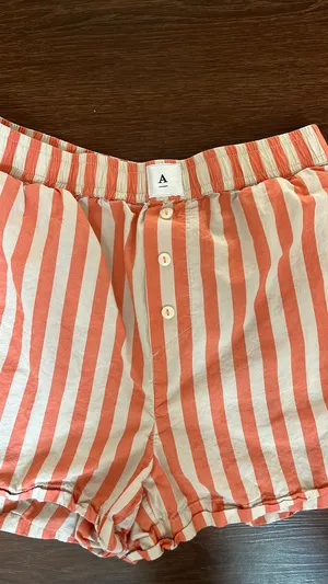 Anthropologie Boxer Shorts Orange Striped Small w Pockets thumbnail 5