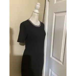 Michael Stars Black Ringer Neck Short Sleeve Midi T-Shirt Dress 1027ATH Mens M thumbnail 2