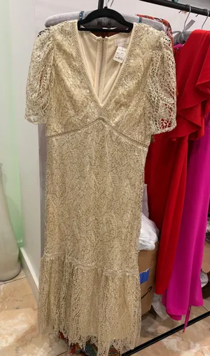 Women’s gold elegant just me dress thumbnail 1