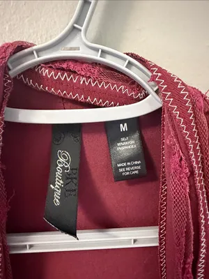 BKE Boutique Buckle Burgundy Fringe Duster Cardigan M thumbnail 6
