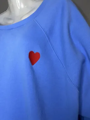 Ava & Viv Sweatshirt Womens 3X Blue Heart Embroidered Fleece Raglan Pullover thumbnail 5