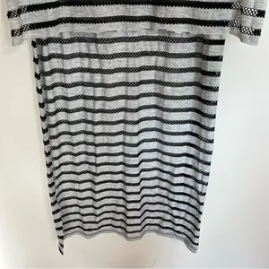 Calvin‎ Klein Swimwear Grey Black Striped Cold Shoulder Maxi Dress Cover Up L/XL thumbnail 2