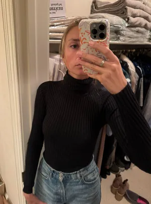 Express Black Sparkle Turtleneck Shirt thumbnail 2