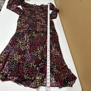 ASTR The Label Midi Dress Athena Floral Ruched Ruffled V Wire Women’s M Slim Fit thumbnail 12