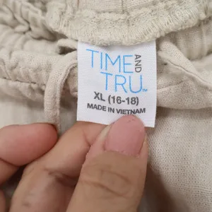 Time and Tru Womens XL Beige Linen Blend Cargo Pants Elastic Waist thumbnail 2