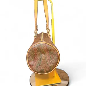 Vintage ETRO Milano Paisley Barrel Bag Leather Trim Shoulder Handbag Italy thumbnail 2
