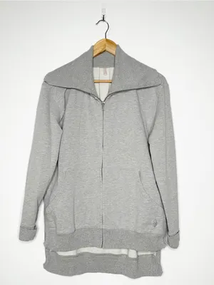 Free People Movement Baseline Gray Full Zip Sweatshirt High Low Large FP thumbnail 2