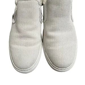 J Crew Woman's Ivory Corduroy Slip-On Sneakers with Sherpa Lining Cozy Size 9 thumbnail 4