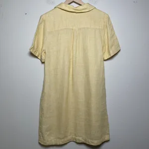 Faherty Womens 100% Linen Hanna‎ Dress Small Yellow Short Sleeve Button Front thumbnail 7