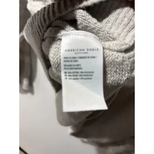 American‎ Eagle Knit Hooded Pullover Sweater Light Gray Button Neck Size L thumbnail 7