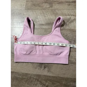 Ribbed‎ Seamless Padded Sports Bra Lilac Purple Large XL thumbnail 4