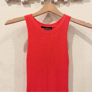 En Saison Tera Ribbed Knit Bodycon Vacation Midi Dress in Tomato Red Size Small thumbnail 4