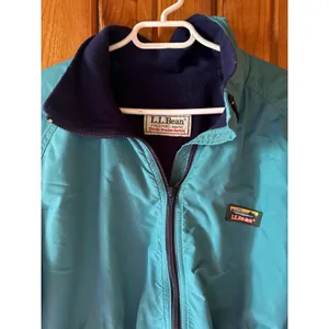 Vintage L.L. Bean Teal Bomber Jacket – Retro 90s Windbreaker‎ Zip Up Outerwear thumbnail 3