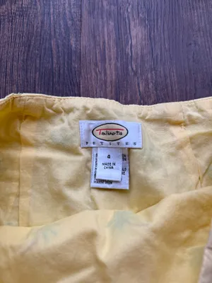 Talbots Petites Women’s Sunny Yellow Embroidered Palm Tree Mini Skirt- Size 4 thumbnail 3