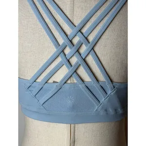 Athleta Sports Bra Women Small Blue Strappy Lattice Back Yoga Running Athleisure thumbnail 8