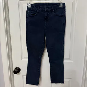Mother Denim Midnight Blue Wash High Waisted Looker Ankle‎ Fray Jeans thumbnail 2