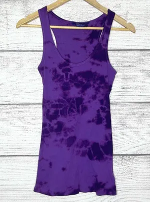 Miley Cyrus & Max Azria Long Purple Tie-Dye Tank Top Size Large thumbnail 6