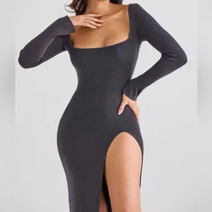 House of CB Cashmere Knit Maxi Sweater Dress S - Charcoal Grey thumbnail 2