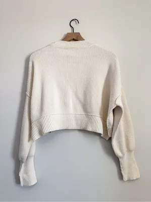 Free People Cream Easy Street Cropped Pullover XS thumbnail 9